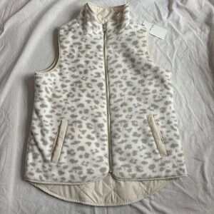 Thread & Supply Cream Leopard Print Vest Reversible Y2K